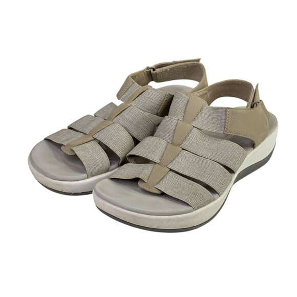 Clarks Cloudsteppers Sandals Womens 6.5 M Taupe Tan Arla Shaylie Open Toe Shoes - Picture 4 of 12